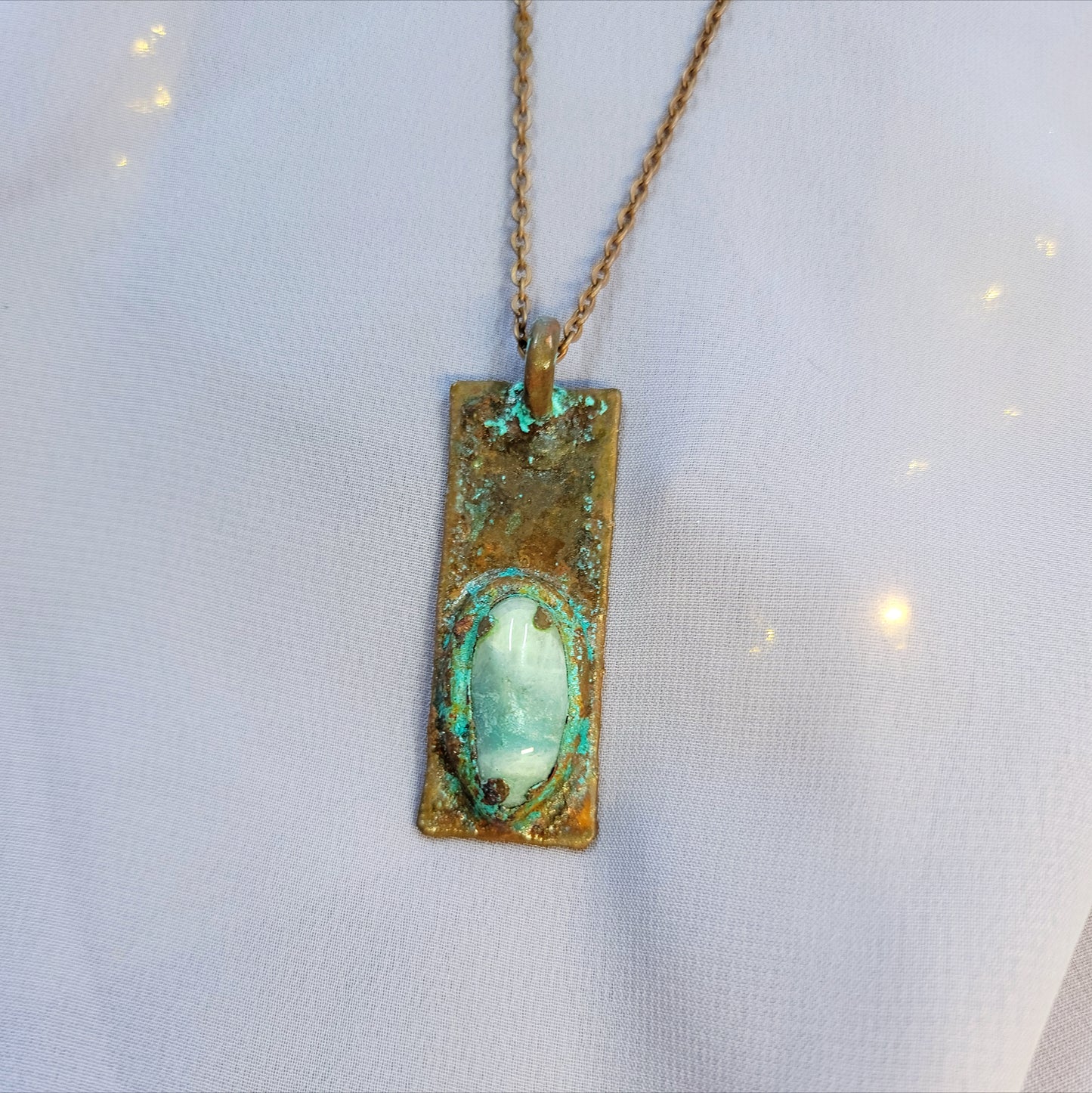Amazonite Patina Electroformed Copper Necklace