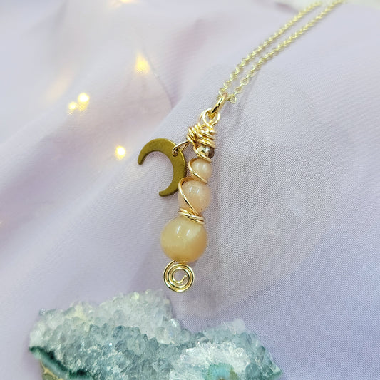 Celestial Sunstone Fairy Witchy Moon Crystal Necklace