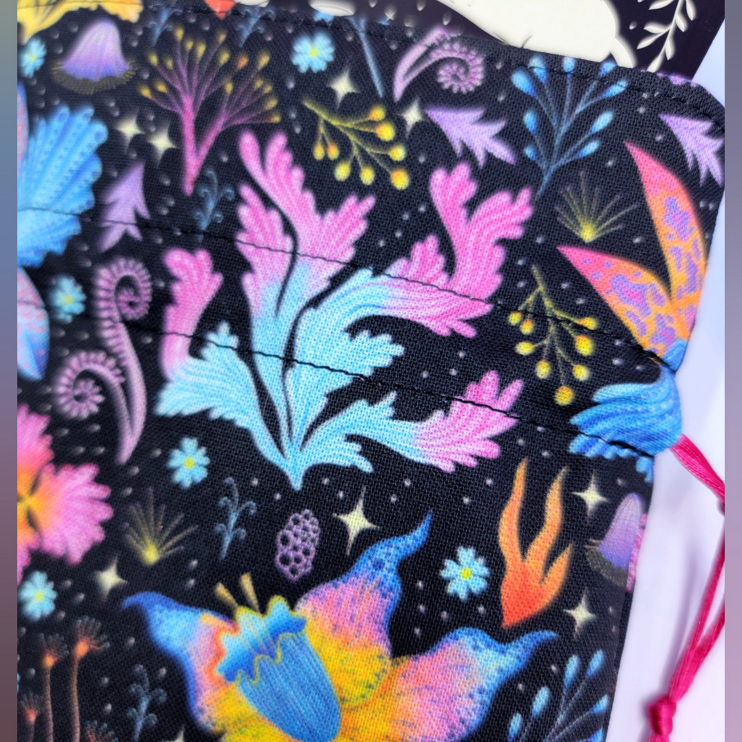 Psychedelic Rainbow Mystical Lotus Orchid Floral Garden Witchy Trinket Pouch