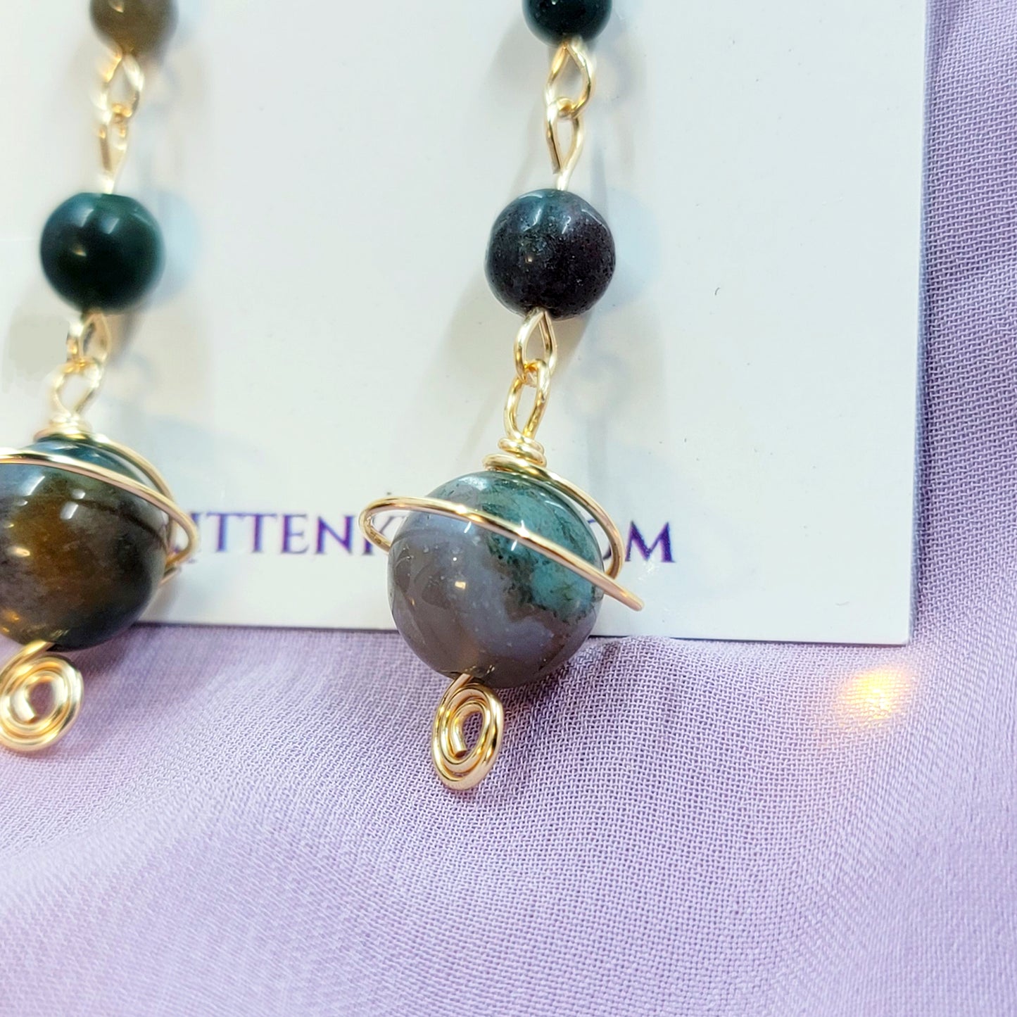 Jasper Planet Earrings