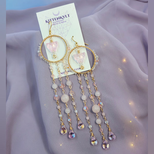 Rose Quartz Butterfly Sun Catcher Earrings