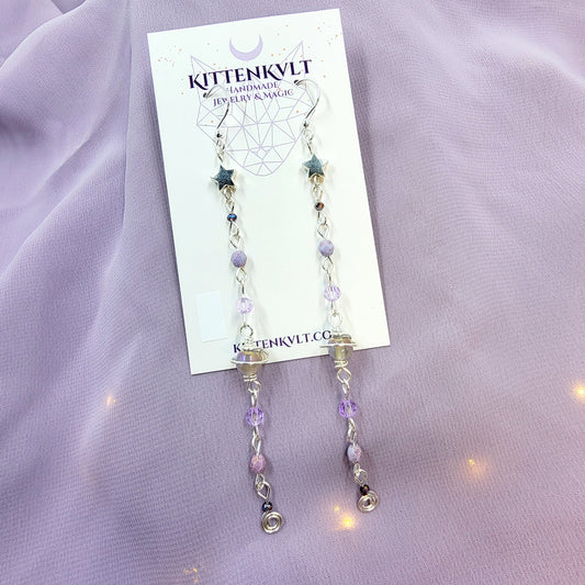Ethereal Aura Agate & Czech Glass Planet Celestial Earrings
