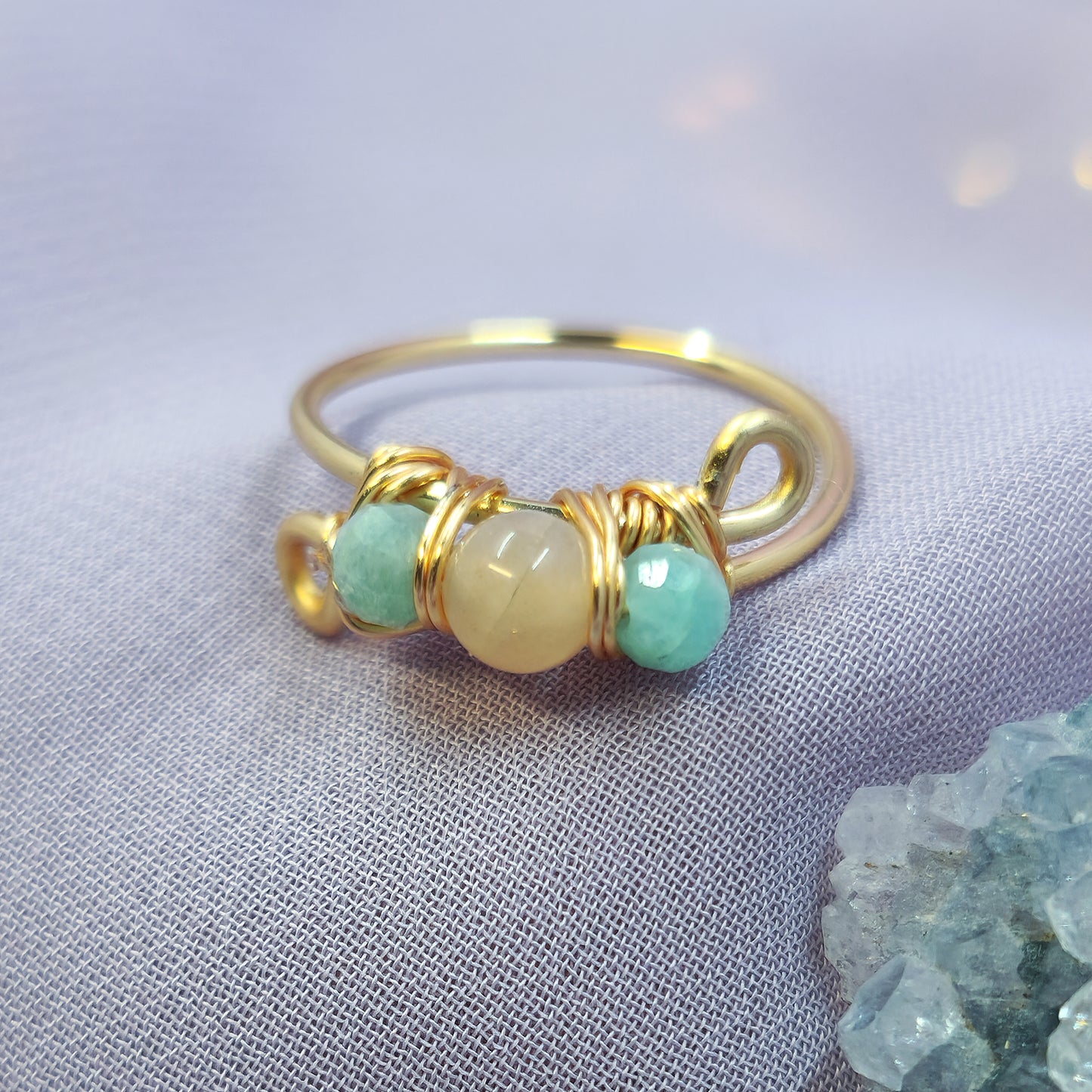 Fairy Sunstone & Amazonite Ring