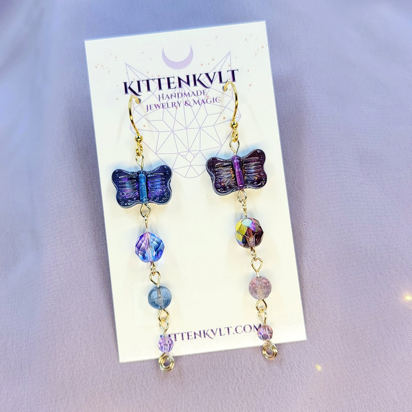 Fluorite & Amethyst Magical Butterfly Earrings