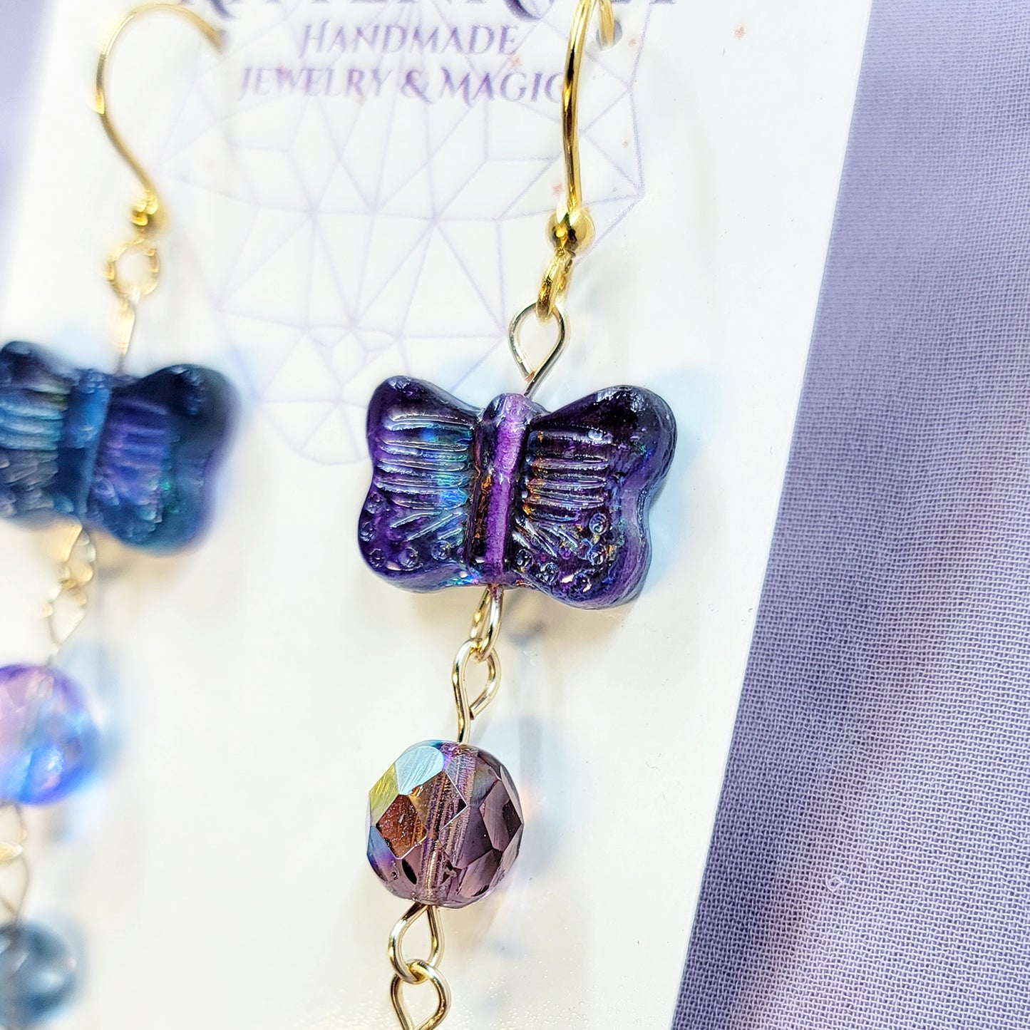 Fluorite & Amethyst Magical Butterfly Earrings