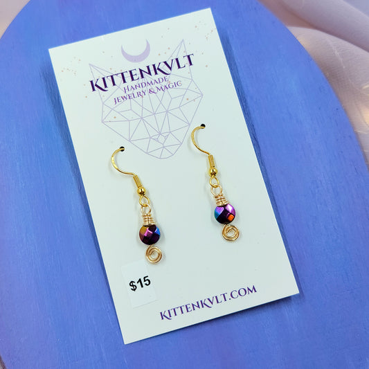Dainty Fairy Witchy Rainbow Aura Hematite Earrings