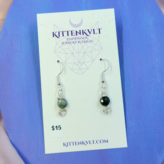 Dainty Earthy Moss Agate & Jasper Earrings