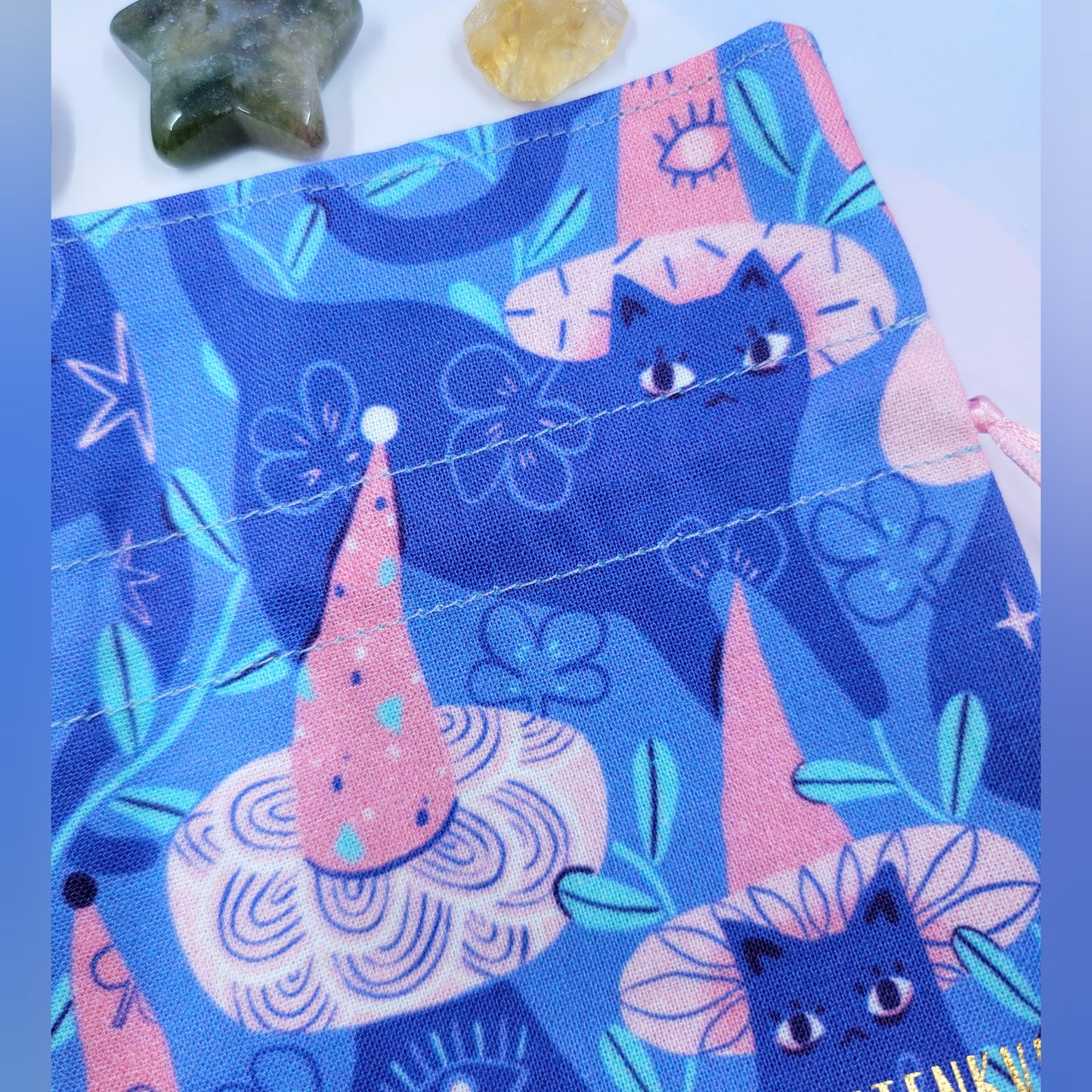 Mystical Witchy Kitty Cat Crystal Pouch
