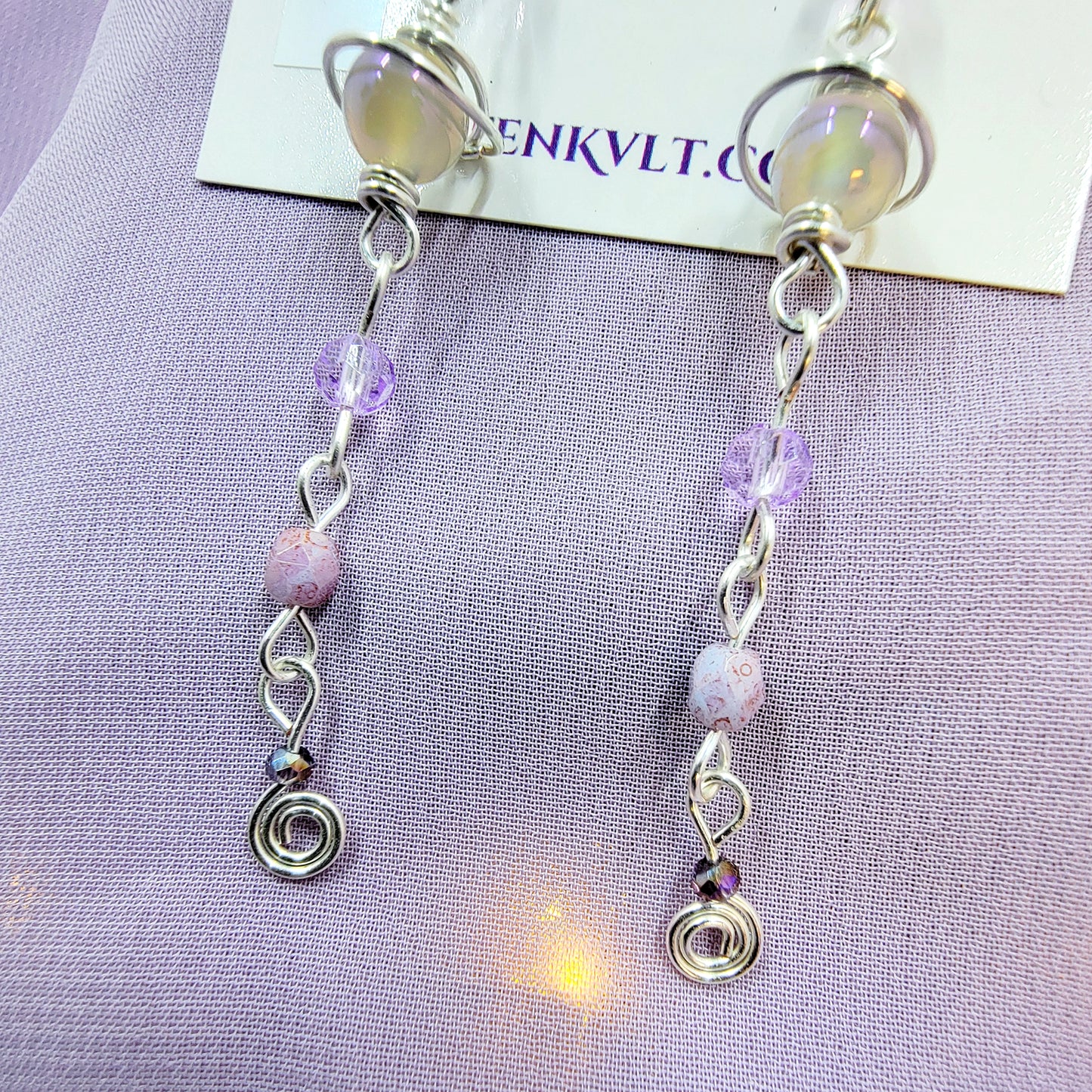 Ethereal Aura Agate & Czech Glass Planet Celestial Earrings