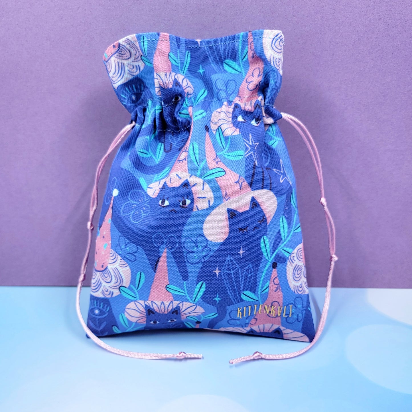 Mystical Witchy Kitty Cat Pastel Garden Trinket Pouch