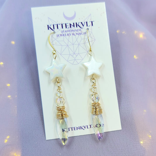 Celestial Sun Catcher Earrings With Shell Stars