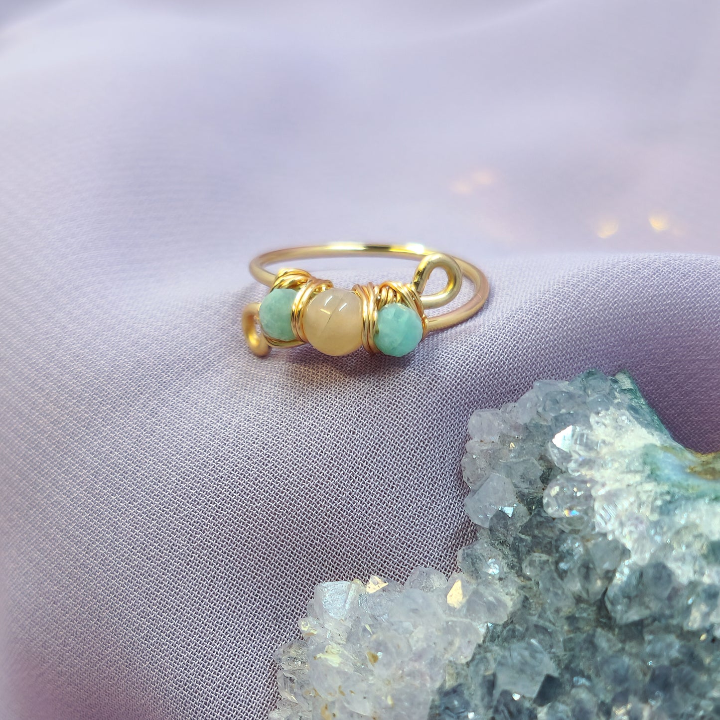 Fairy Sunstone & Amazonite Ring