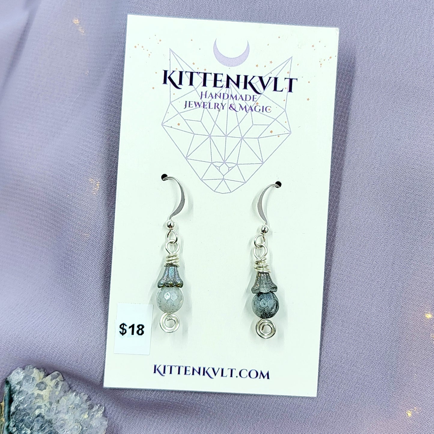 Dainty Fairy Ethereal Labradorite Flower Earrings