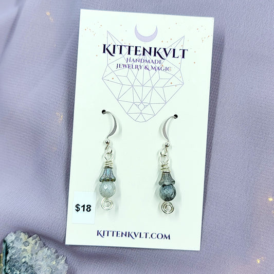 Dainty Fairy Ethereal Labradorite Flower Earrings