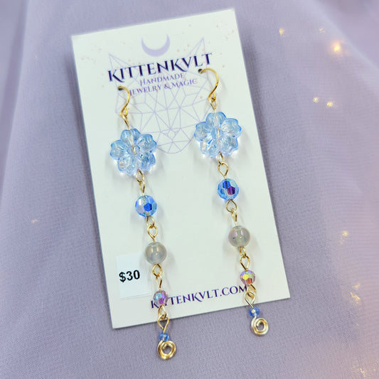 Aura Agate Glass Flower Earrings