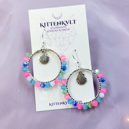 Czech Glass Seashell Earrings