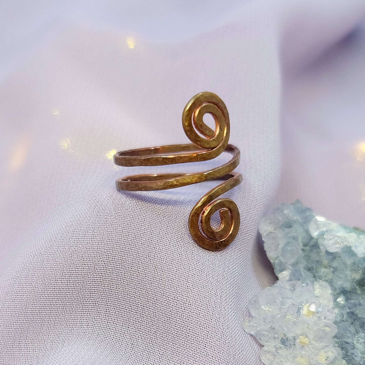 Adjustable Whimsical Fairy Swirl Hammered Copper Ring