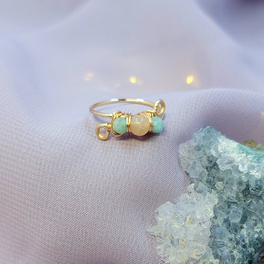 Fairy Sunstone & Amazonite Ring