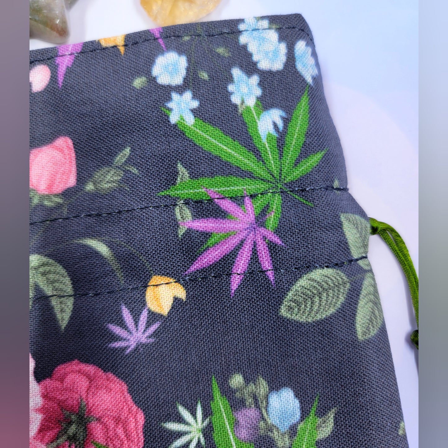 Roses, Pot Leaf, Wildflower Crystal Pouch