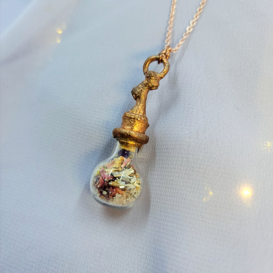 Anxiety Banishing Spell Jar Woodland Fairy Electroformed Copper Necklace