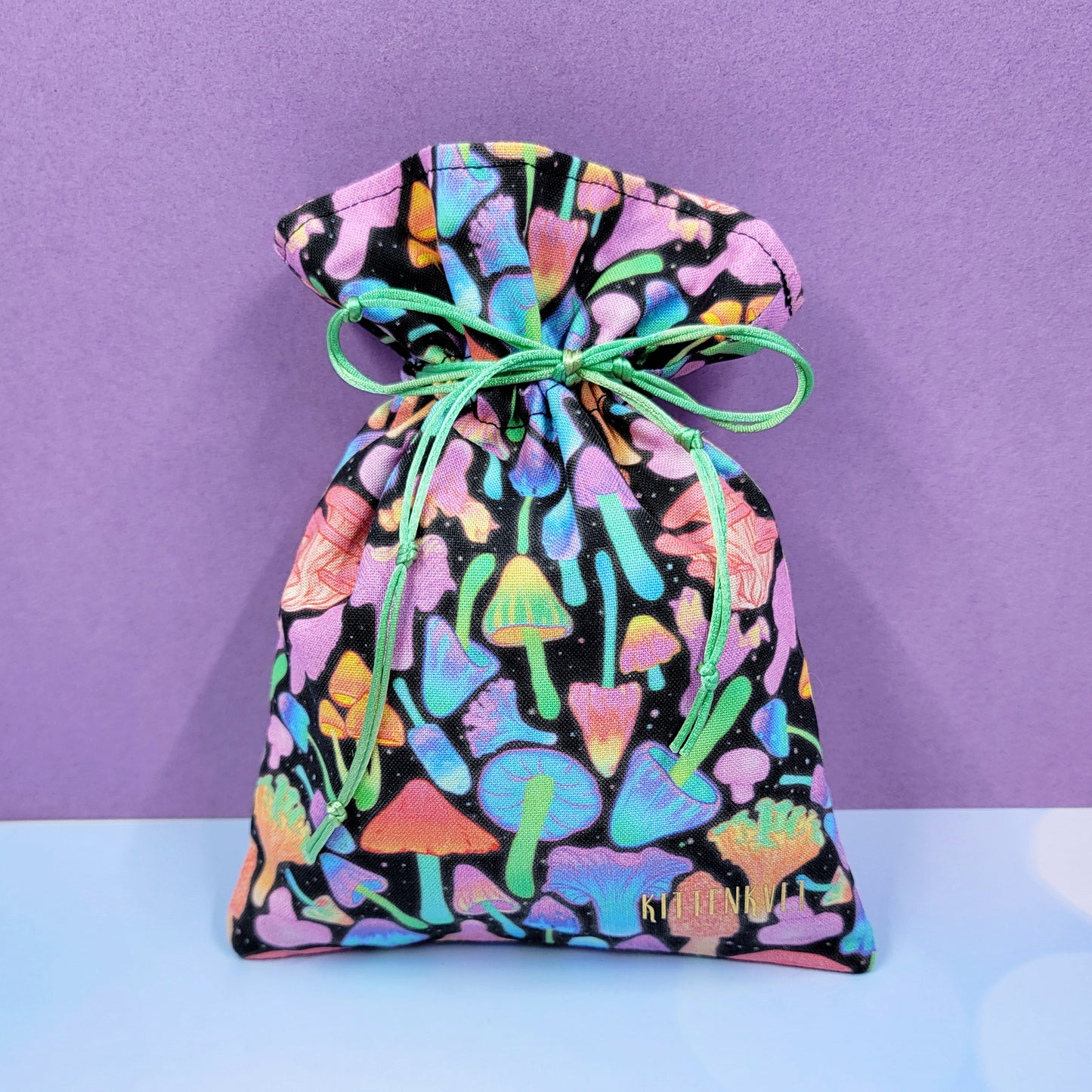 Psychedelic Rainbow Witchy Mushroom Trinket Pouch