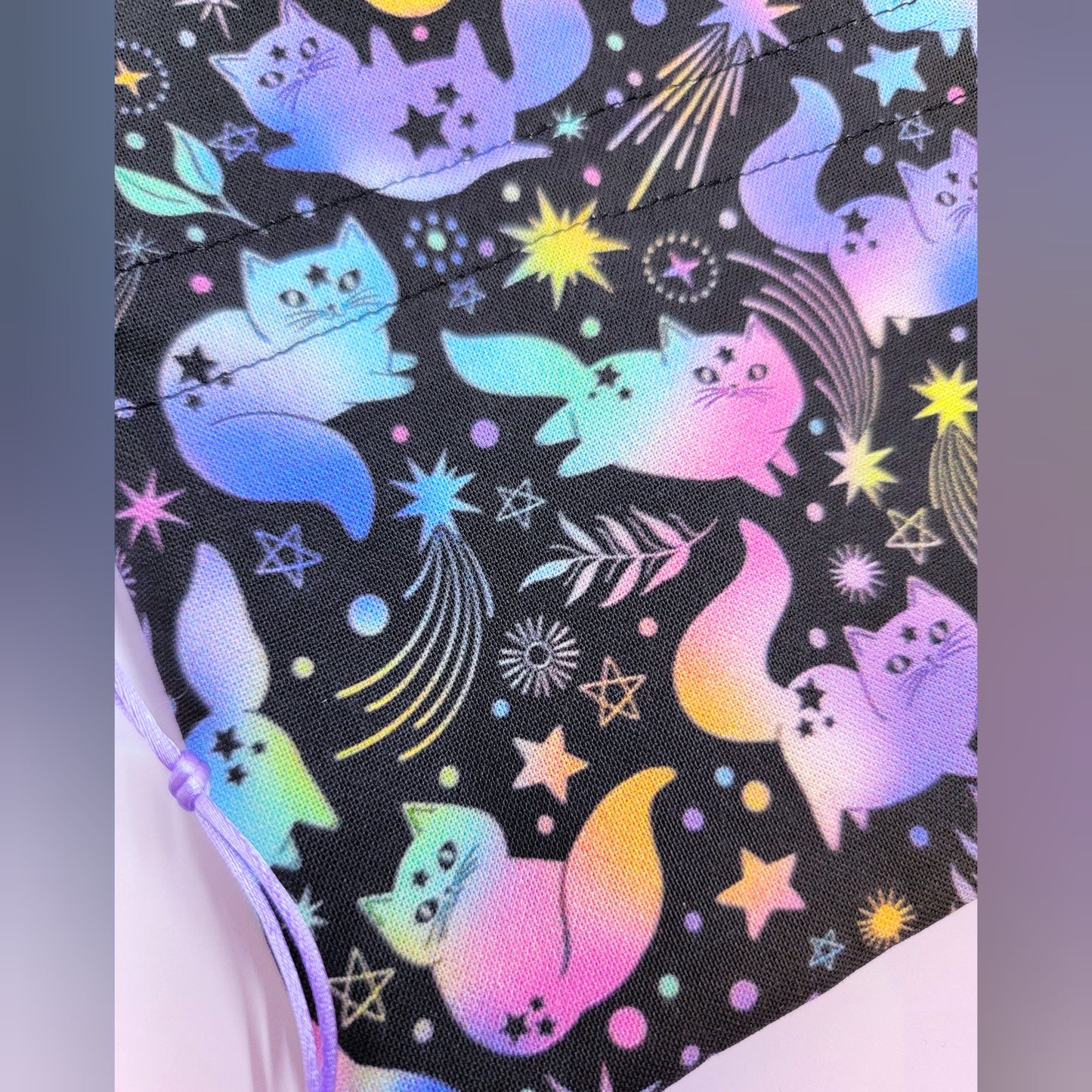 Mystical Celestial Rainbow Kitty Cats Crystal Pouch