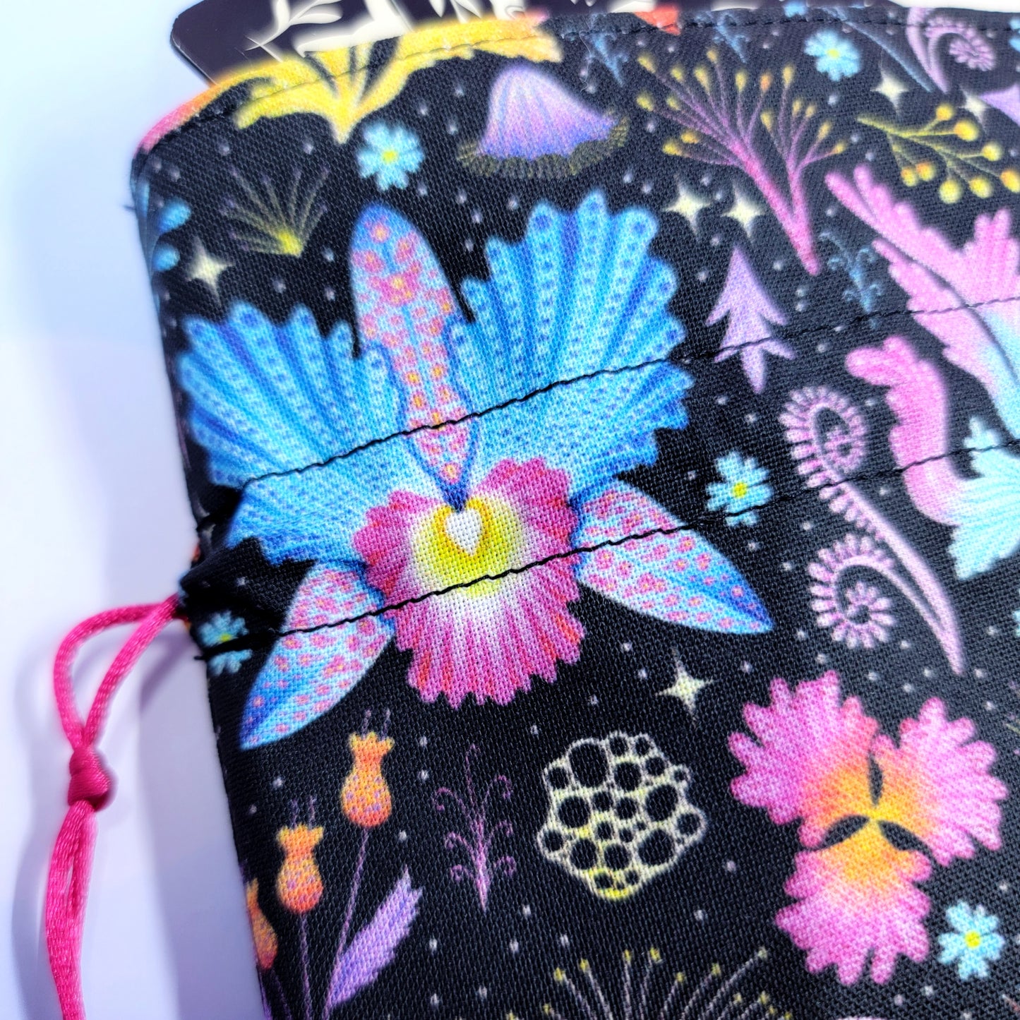 Psychedelic Rainbow Mystical Lotus Orchid Floral Garden Witchy Trinket Pouch