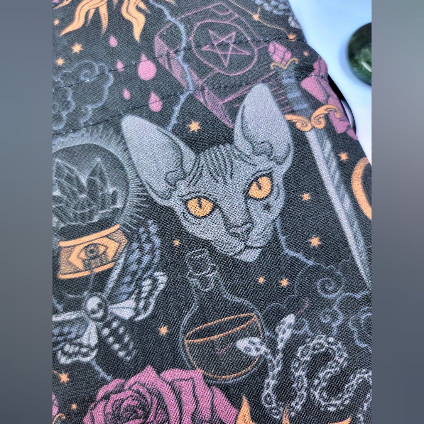 Mystical Gothic Witchy Hairless Sphynx Cat Trinket Pouch