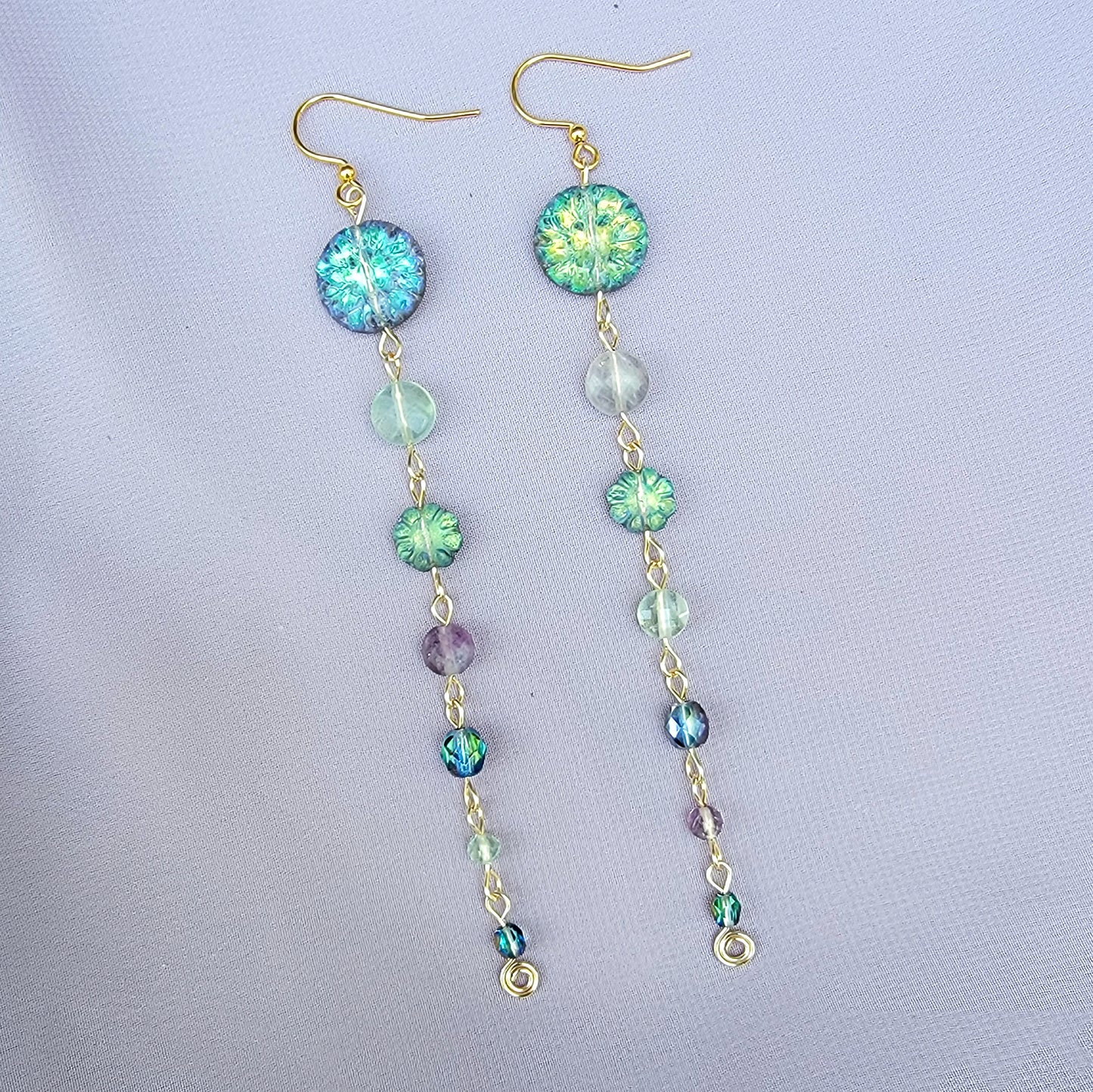 Mystical Fluorite Flower Earrings