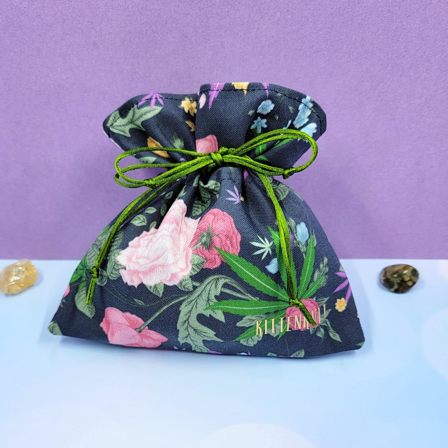 Roses, Pot Leaf, Wildflower Crystal Pouch
