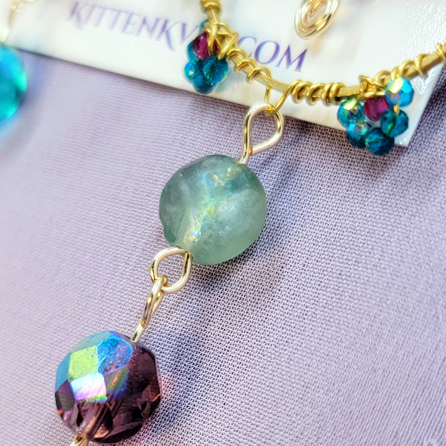 Mystical Rainbow Fluorite & Czech Glass Butterfly Sun Catcher Earrings