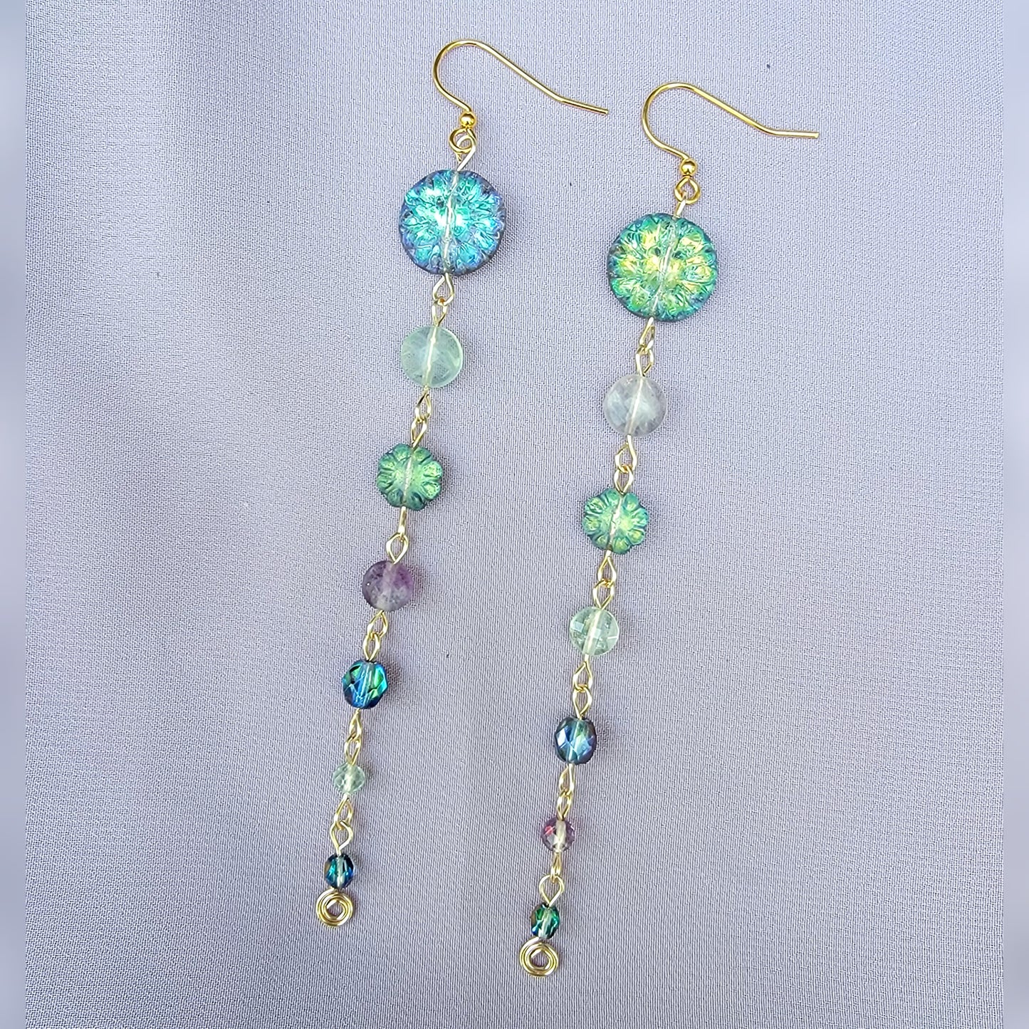 Mystical Fluorite Flower Earrings
