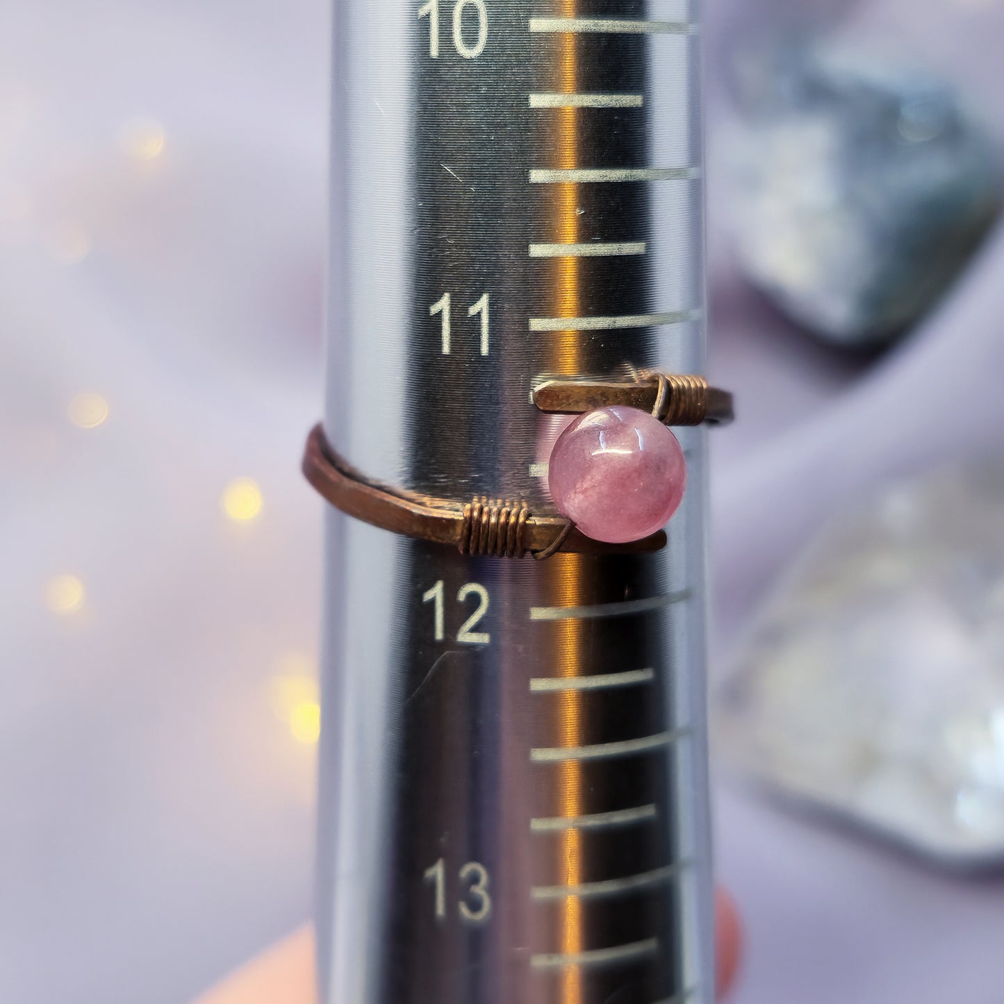 Fairy Hammered Copper Strawberry Quartz Ring