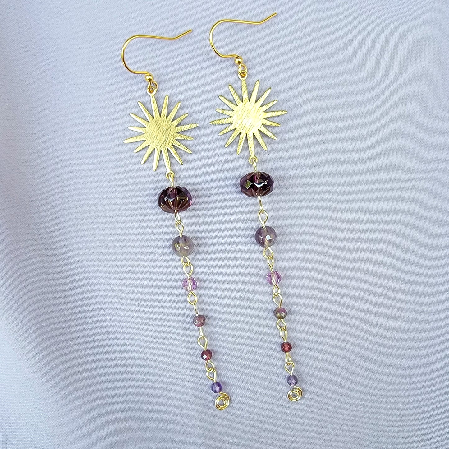 Celestial Amethyst, Garnet, & Ruby With Sapphire Earrings