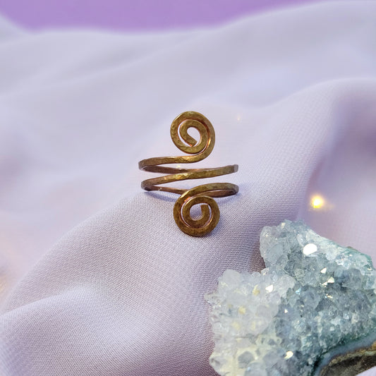 Adjustable Whimsical Fairy Swirl Hammered Copper Ring