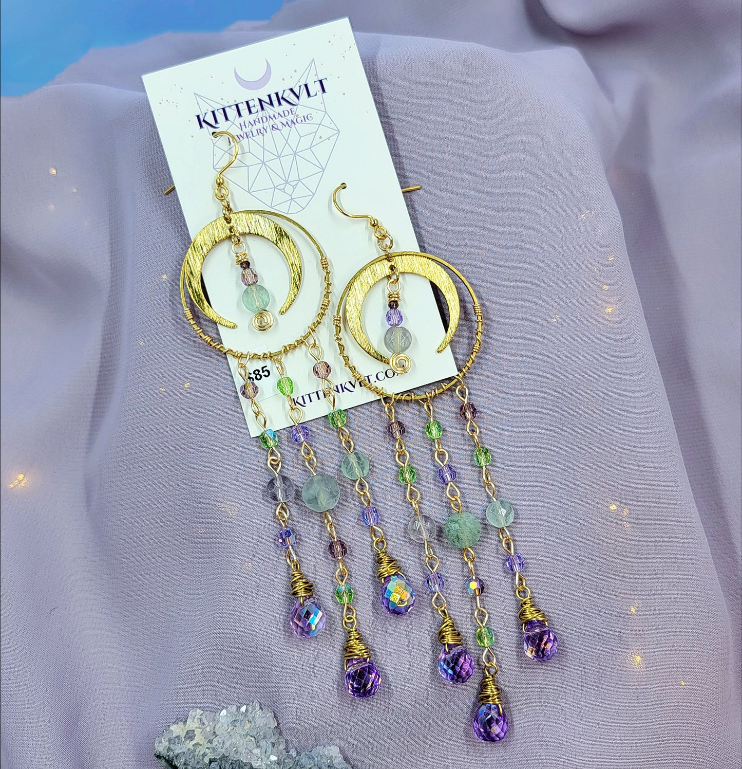 Ethereal Fluorite Fairy Sun Catcher Earrings