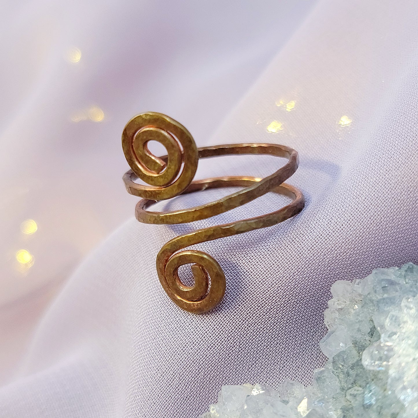 Adjustable Whimsical Fairy Swirl Hammered Copper Ring
