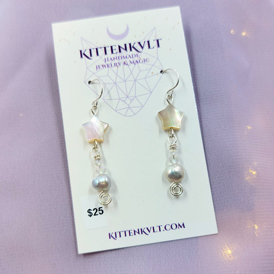 Shell Star & Freshwater Pearl Earrings