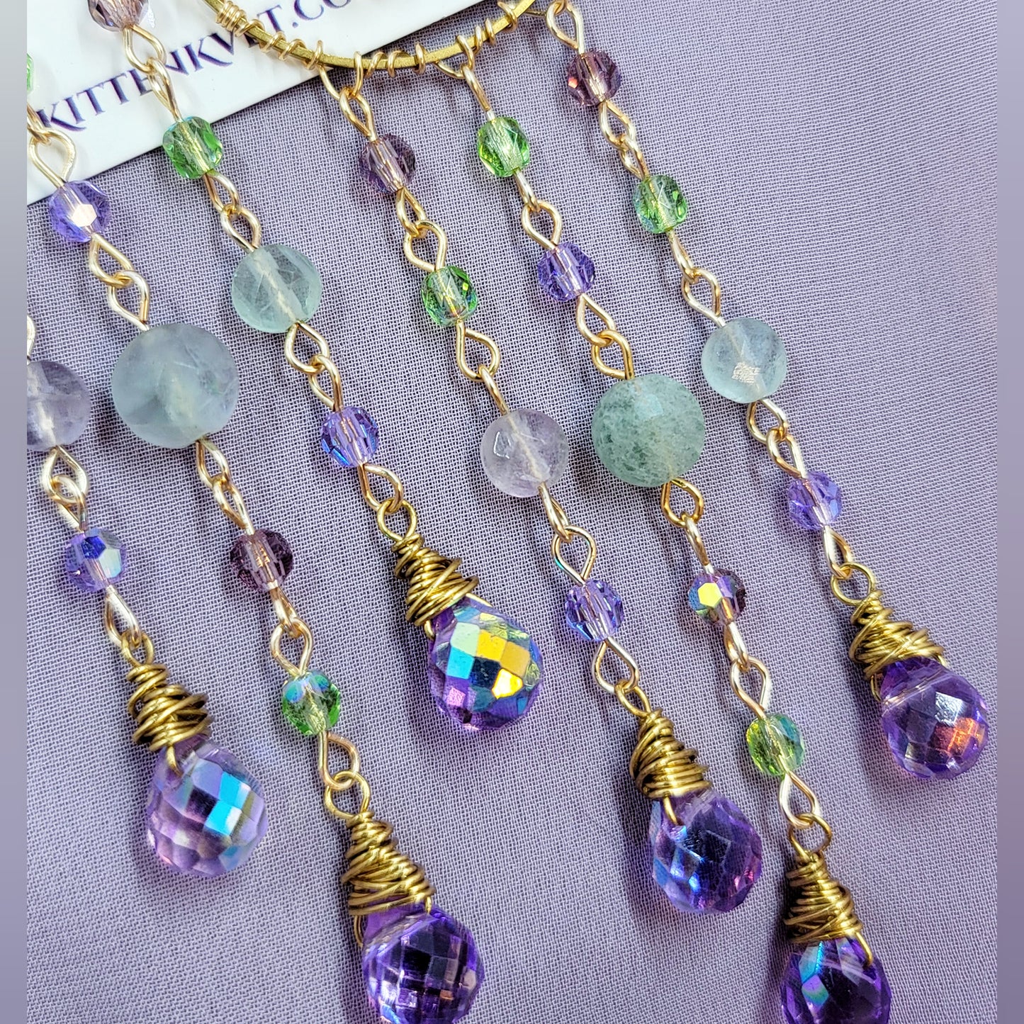 Ethereal Fluorite Fairy Sun Catcher Earrings