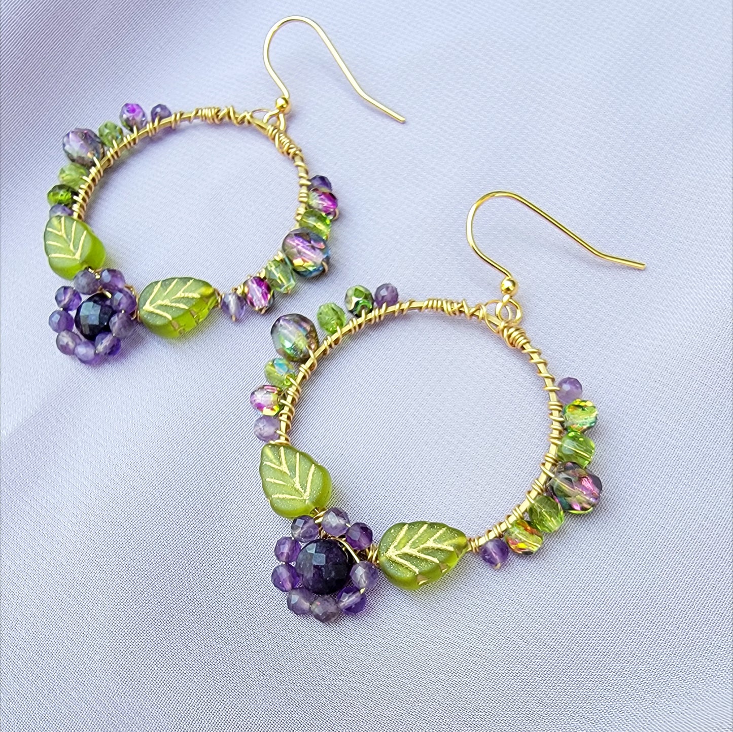 Fairy Amethyst Flower Garden Earrings