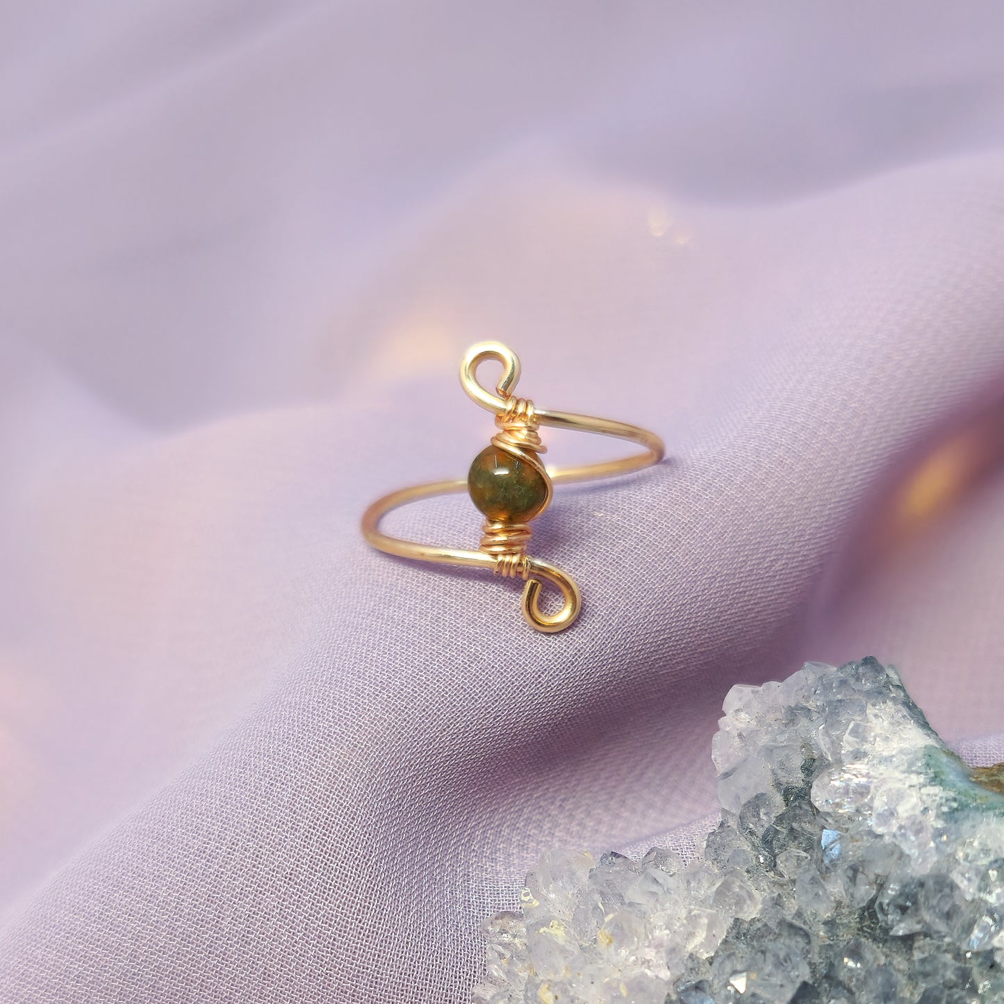 Earthy Fairy Moss Agate Ring
