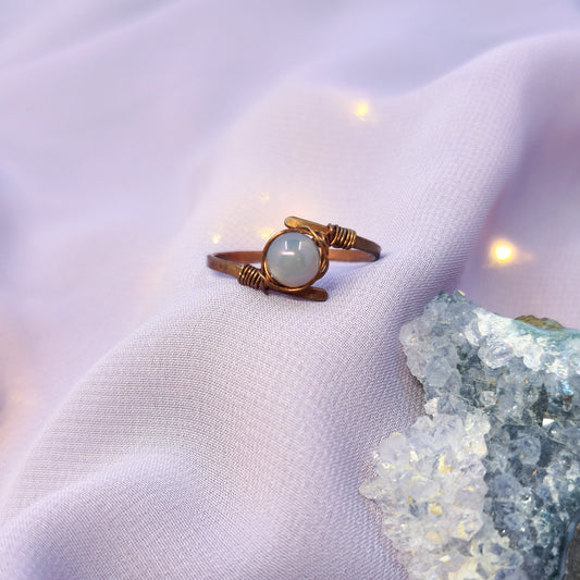 Fairy Ethereal Hammered Copper Aura Agate Ring