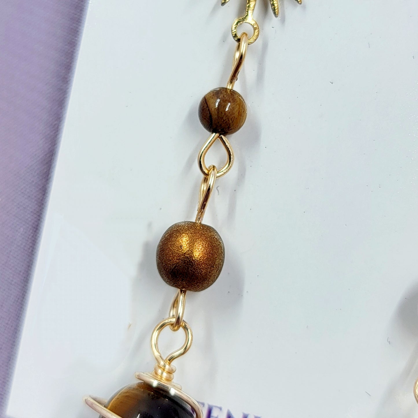 Tiger's Eye Planet Earrings
