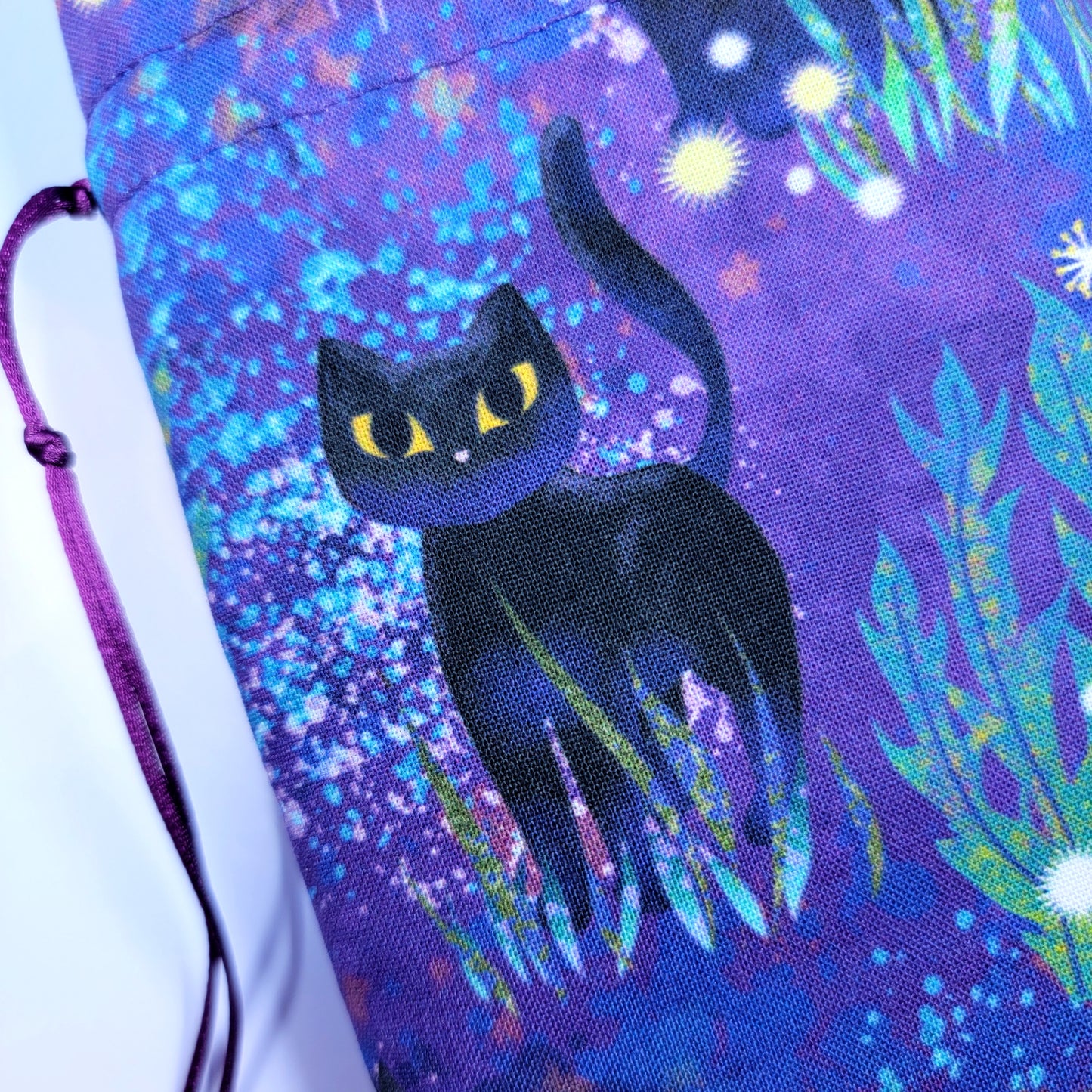 Witchy Mystical Black Kitty Garden Tarot Pouch