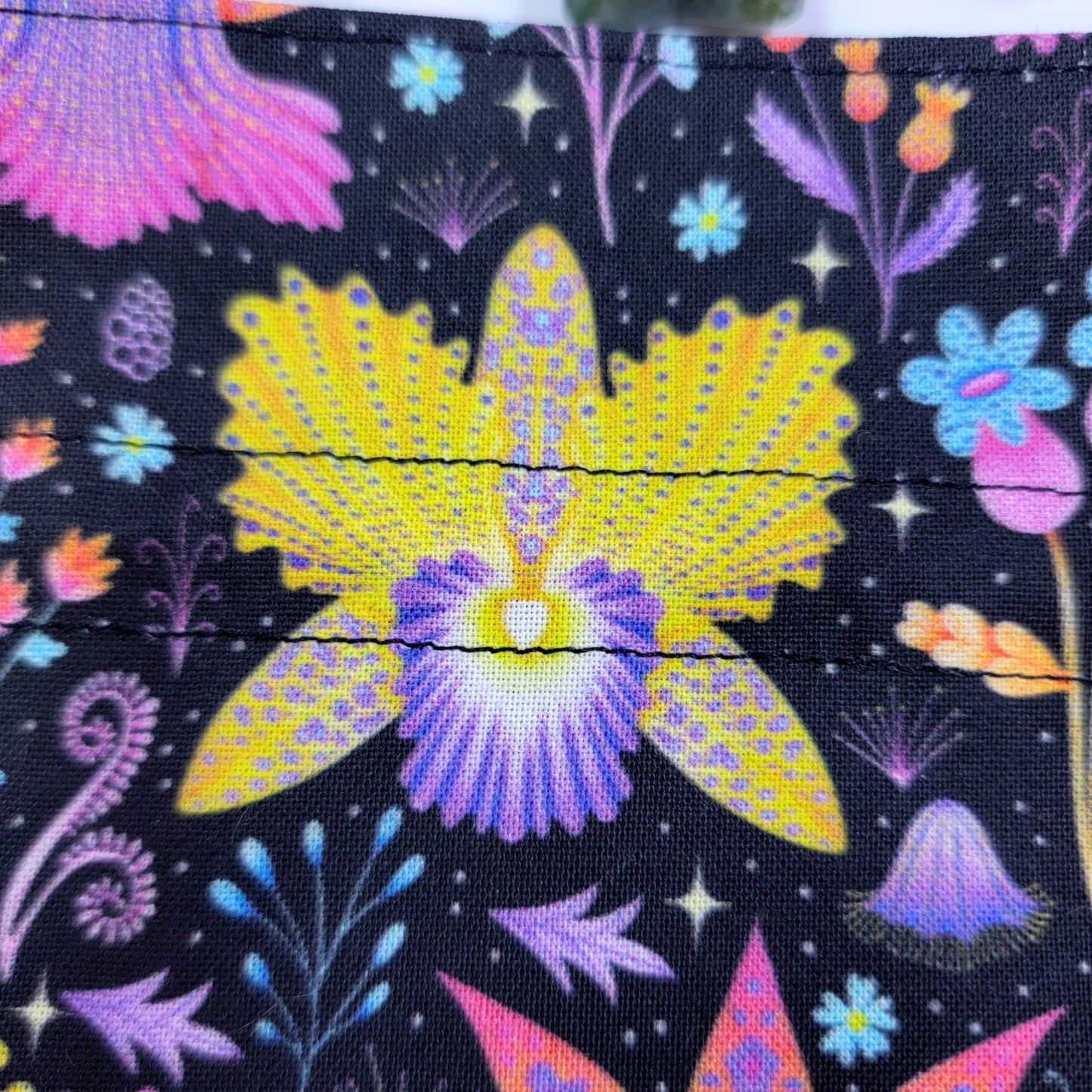 Mystical Witchy Lotus Orchid Floral Rainbow Crystal Pouch