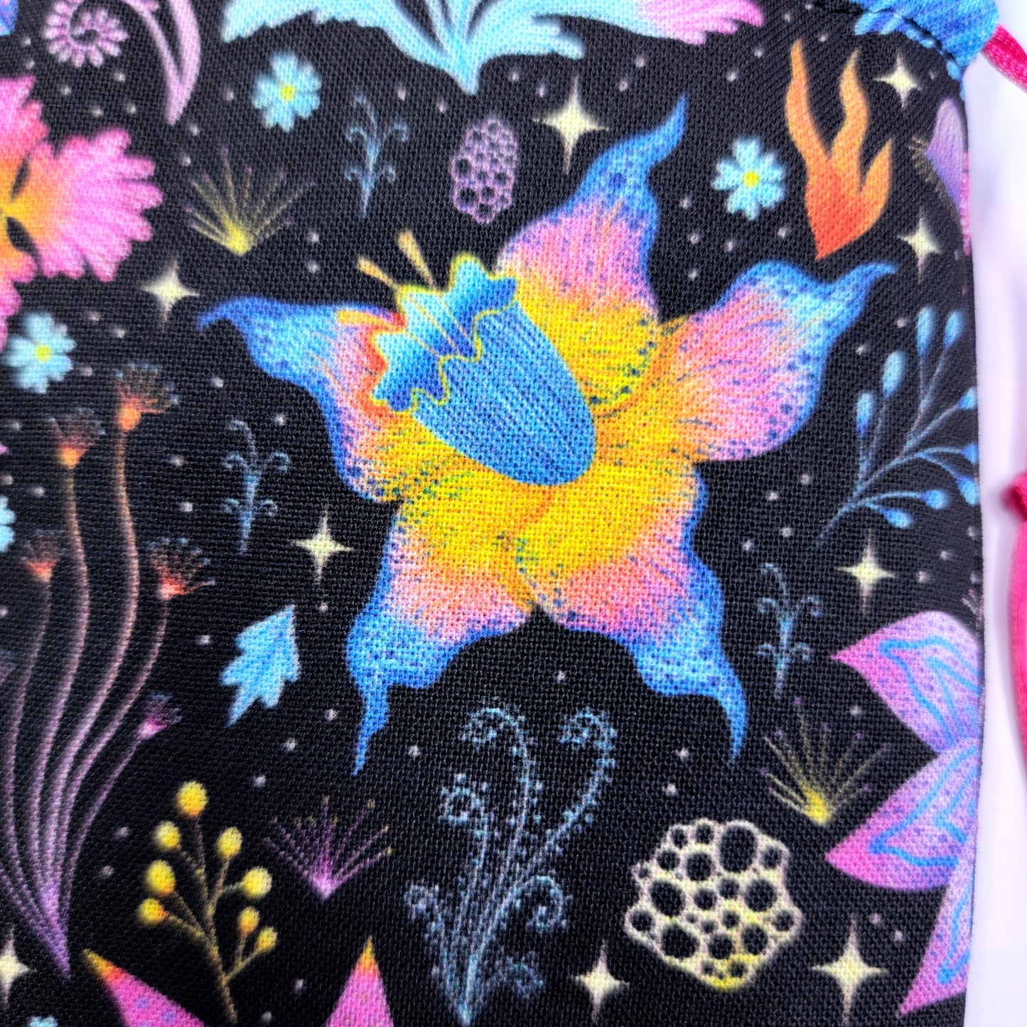 Psychedelic Rainbow Mystical Lotus Orchid Floral Garden Witchy Trinket Pouch