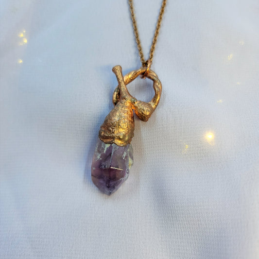 Amethyst Acorn Woodland Nymph Copper Necklace