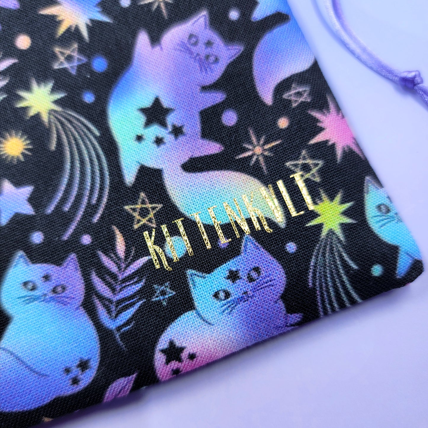 Witchy Mystical Celestial Rainbow Kitty Cats Tarot Pouch