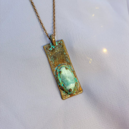 Amazonite Patina Electroformed Copper Necklace