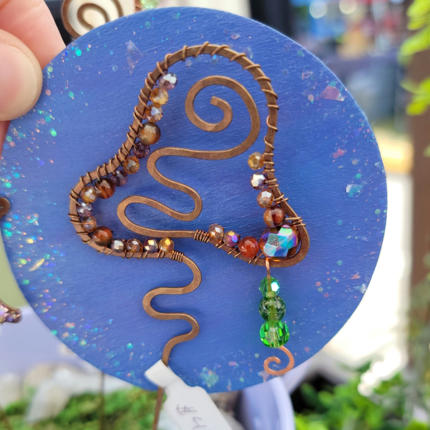 Agate Mushroom Sun Catcher Copper Plant Stake